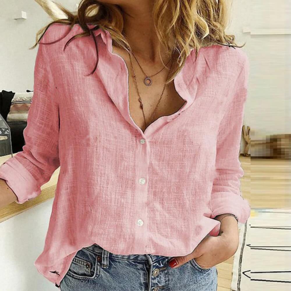 Leinenbluse Damen – Elegante Sommerbluse mit Lockerer Passform