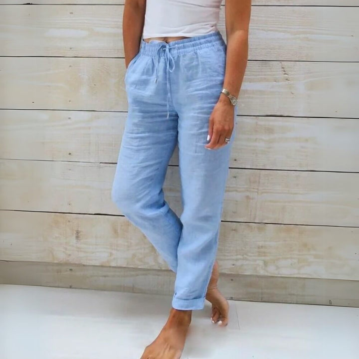Leinenhose Damen Sommerlich – Luftige, Elegante Freizeithose mit weitem Bein