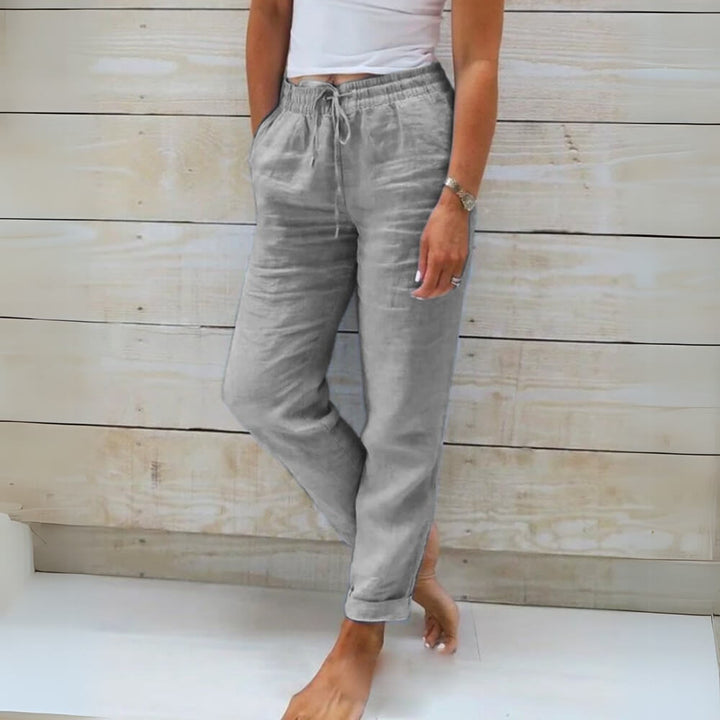 Leinenhose Damen Sommerlich – Luftige, Elegante Freizeithose mit weitem Bein