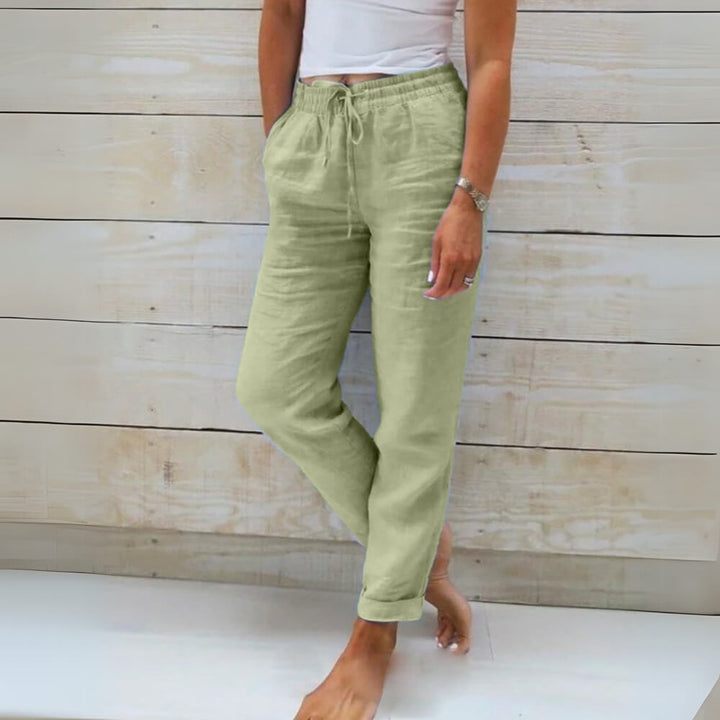 Leinenhose Damen Sommerlich – Luftige, Elegante Freizeithose mit weitem Bein