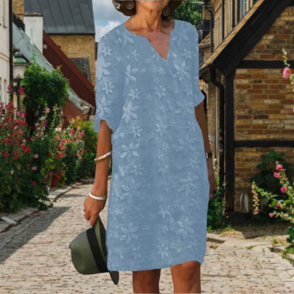 Elegantes Kleid Damen – Sommerlich, Knielang, mit V-Ausschnitt – Ideal für Alltag & Events
