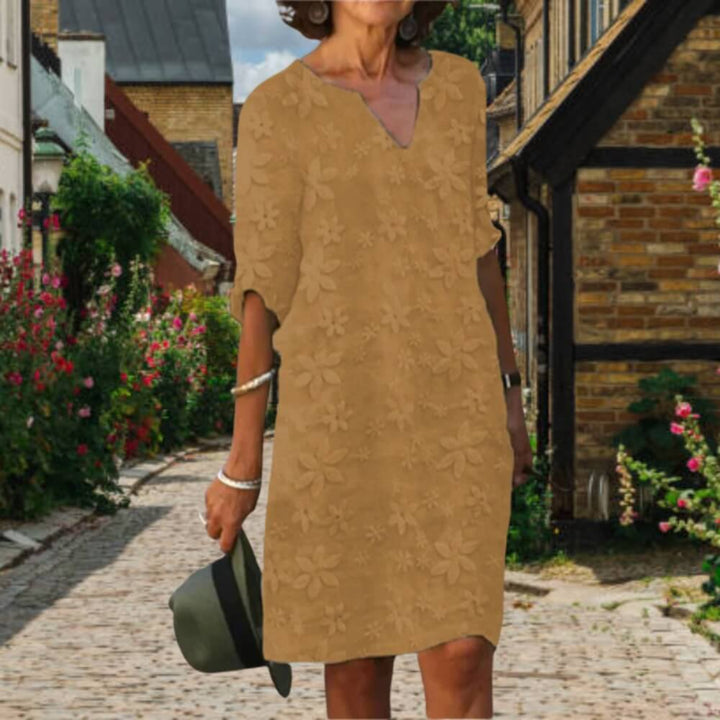 Elegantes Kleid Damen – Sommerlich, Knielang, mit V-Ausschnitt – Ideal für Alltag & Events