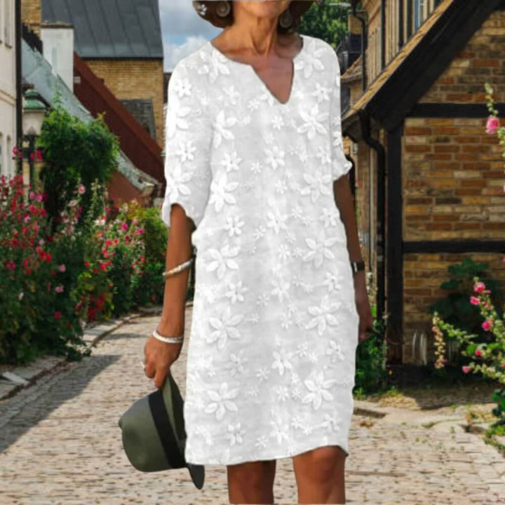 Elegantes Kleid Damen – Sommerlich, Knielang, mit V-Ausschnitt – Ideal für Alltag & Events
