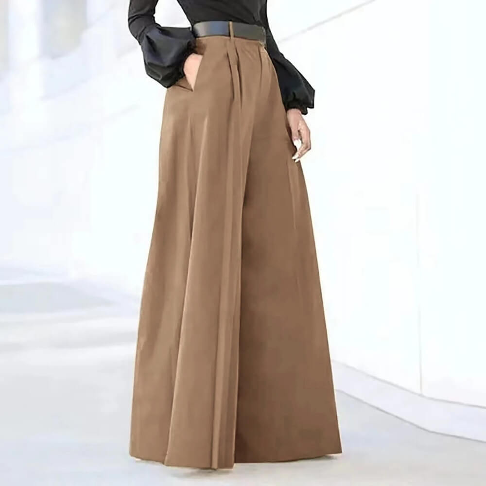 Weite Hose Damen Elegant – High Waist Stoffhose mit weitem Bein