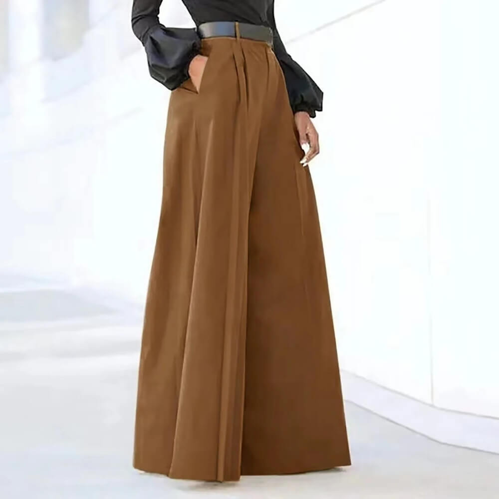 Weite Hose Damen Elegant – High Waist Stoffhose mit weitem Bein