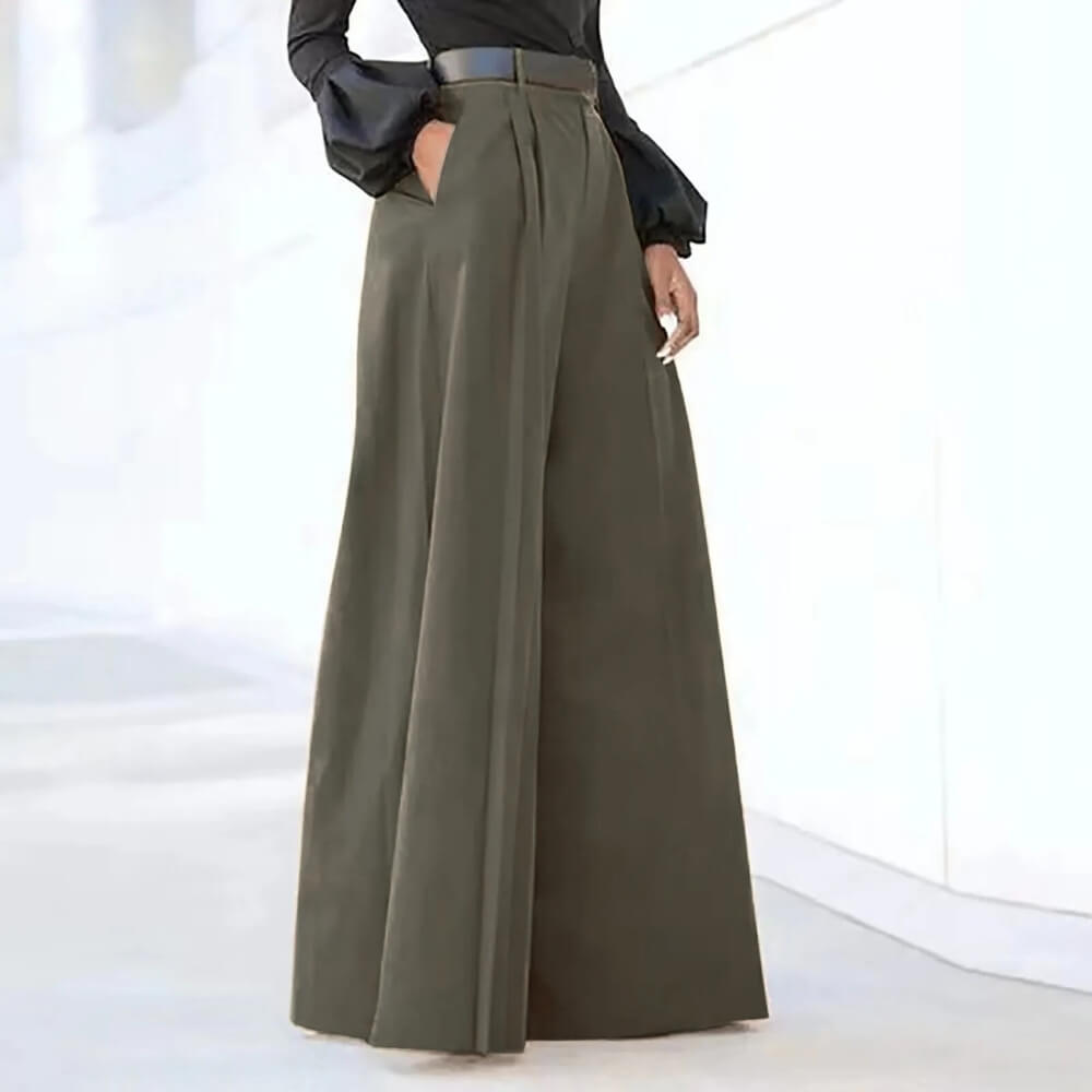Weite Hose Damen Elegant – High Waist Stoffhose mit weitem Bein