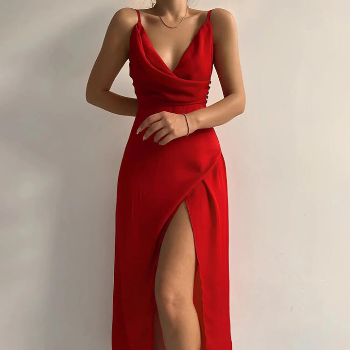 Maxikleid elegant mit V-Ausschnitt – Sommerlich & figurbetont für jeden Anlass