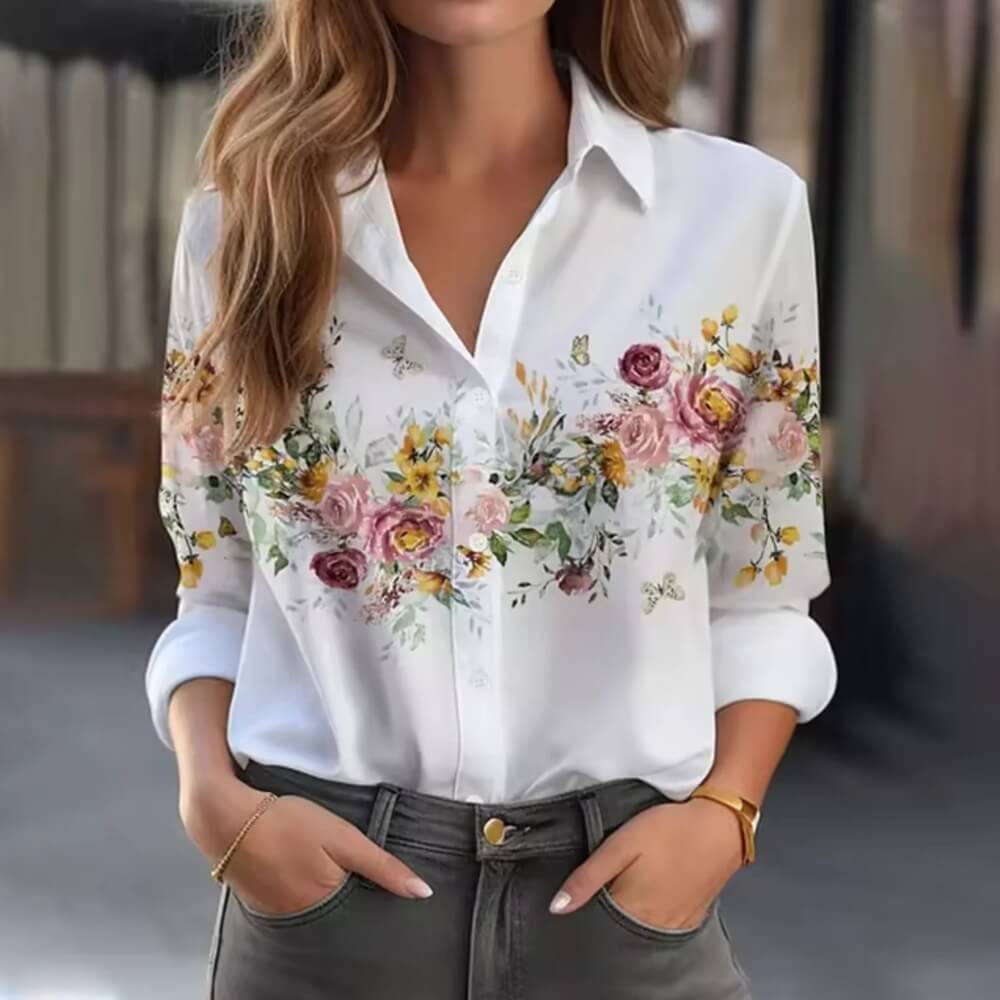 Bluse mit Blumenmuster – Eelegante, Luftige Sommerbluse für Damen