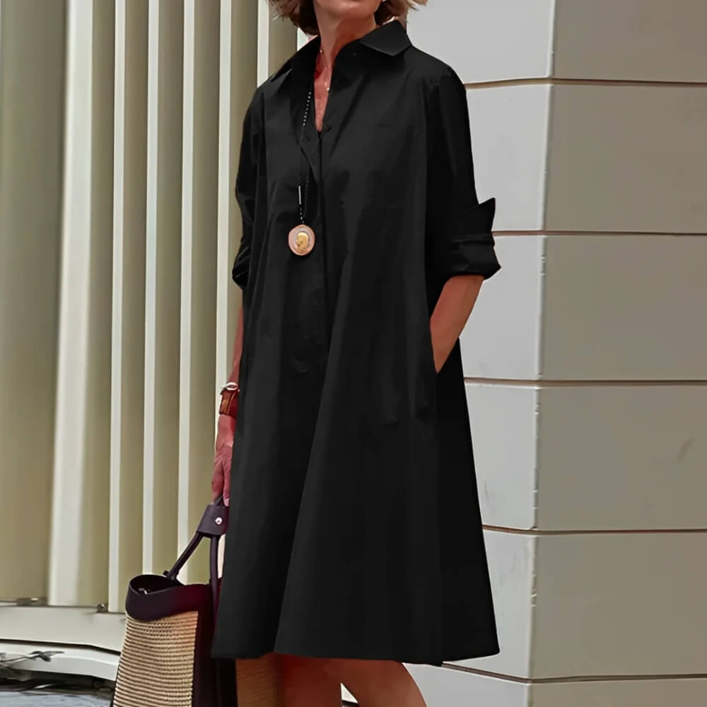 Hemdkleid Elegant Knielang mit Gürtel – Lässig & Stilvoll für Alltag und Büro