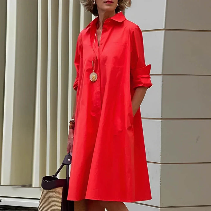 Hemdkleid Elegant Knielang mit Gürtel – Lässig & Stilvoll für Alltag und Büro
