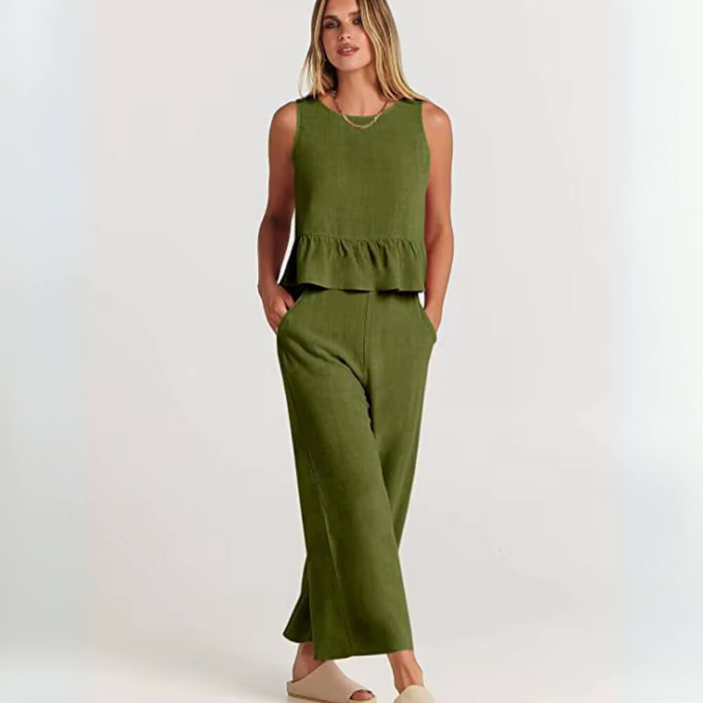 Zweiteiler Damen Set – Elegantes Outfit mit weiter Hose und Oberteil
