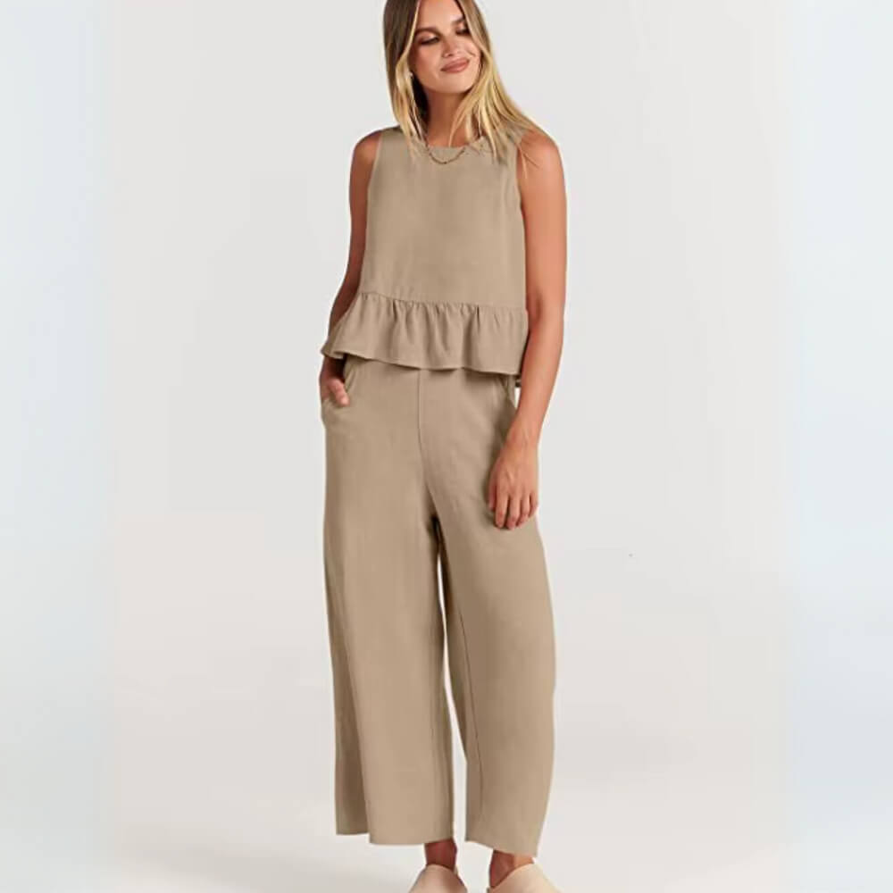 Zweiteiler Damen Set – Elegantes Outfit mit weiter Hose und Oberteil
