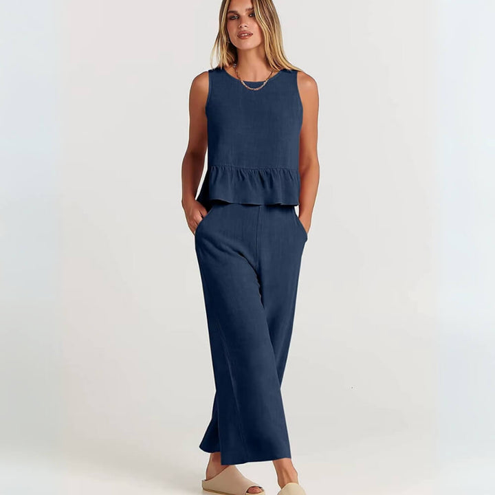 Zweiteiler Damen Set – Elegantes Outfit mit weiter Hose und Oberteil