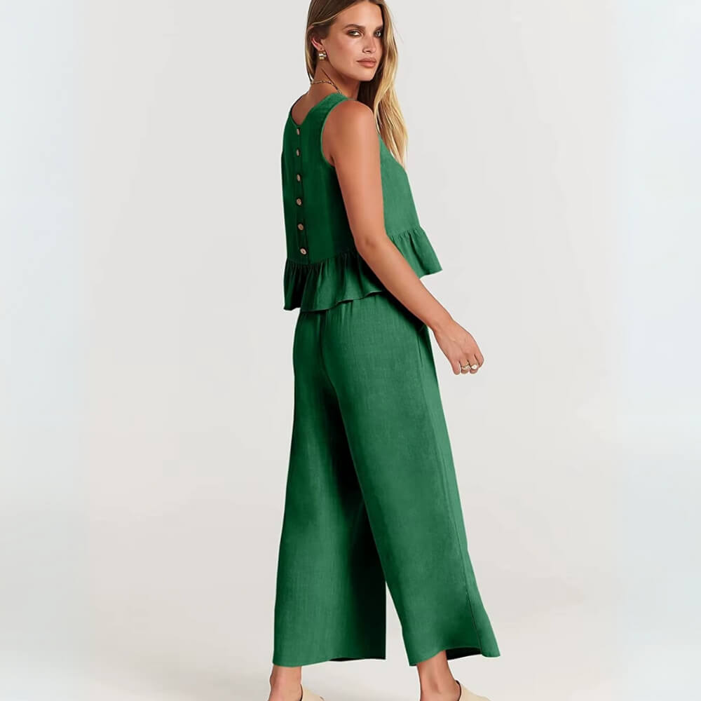 Zweiteiler Damen Set – Elegantes Outfit mit weiter Hose und Oberteil