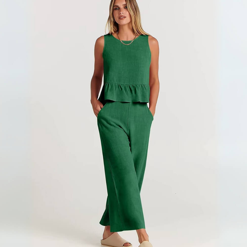 Zweiteiler Damen Set – Elegantes Outfit mit weiter Hose und Oberteil