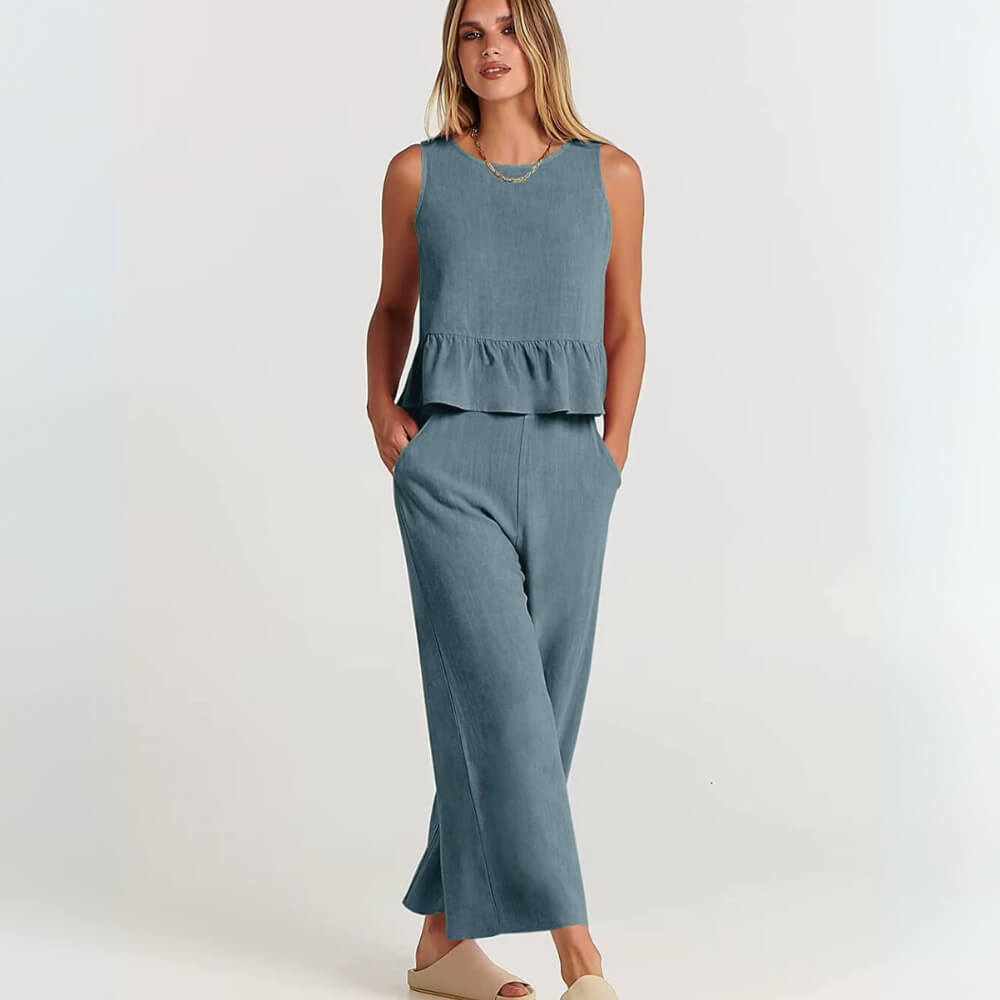 Zweiteiler Damen Set – Elegantes Outfit mit weiter Hose und Oberteil