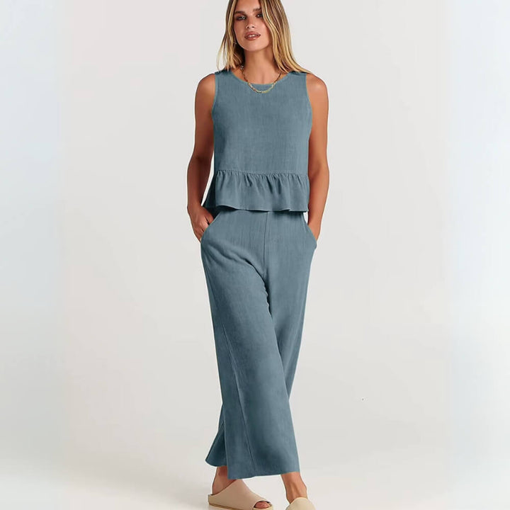 Zweiteiler Damen Set – Elegantes Outfit mit weiter Hose und Oberteil