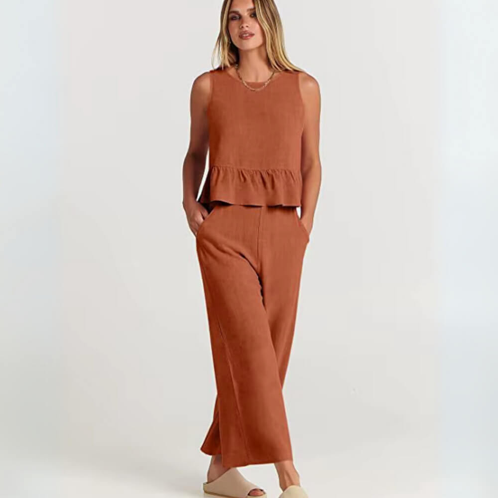 Zweiteiler Damen Set – Elegantes Outfit mit weiter Hose und Oberteil