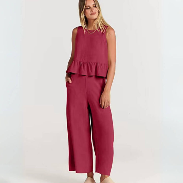 Zweiteiler Damen Set – Elegantes Outfit mit weiter Hose und Oberteil