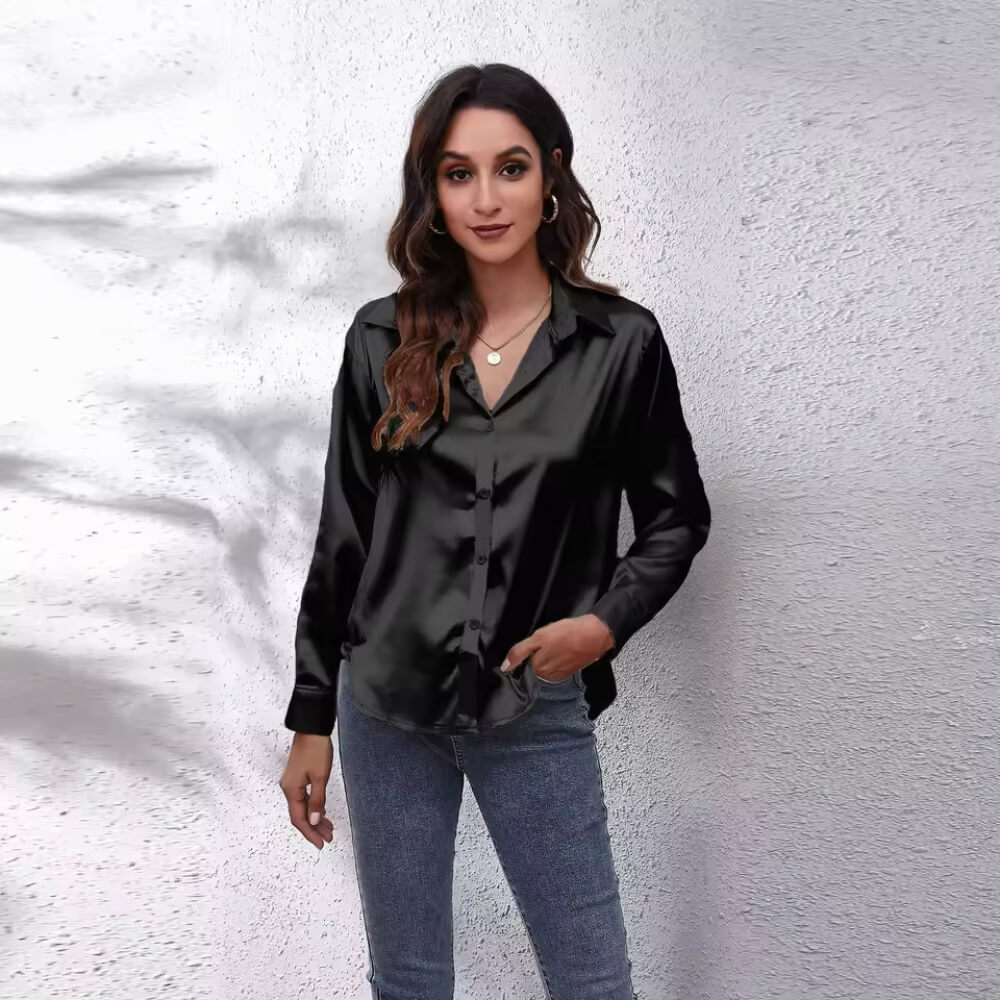 Silkhemd Damen Elegant – Langarm, Locker Geschnitten, Vielseitig Kombinierbar