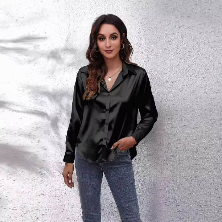 Silkhemd Damen Elegant – Langarm, Locker Geschnitten, Vielseitig Kombinierbar
