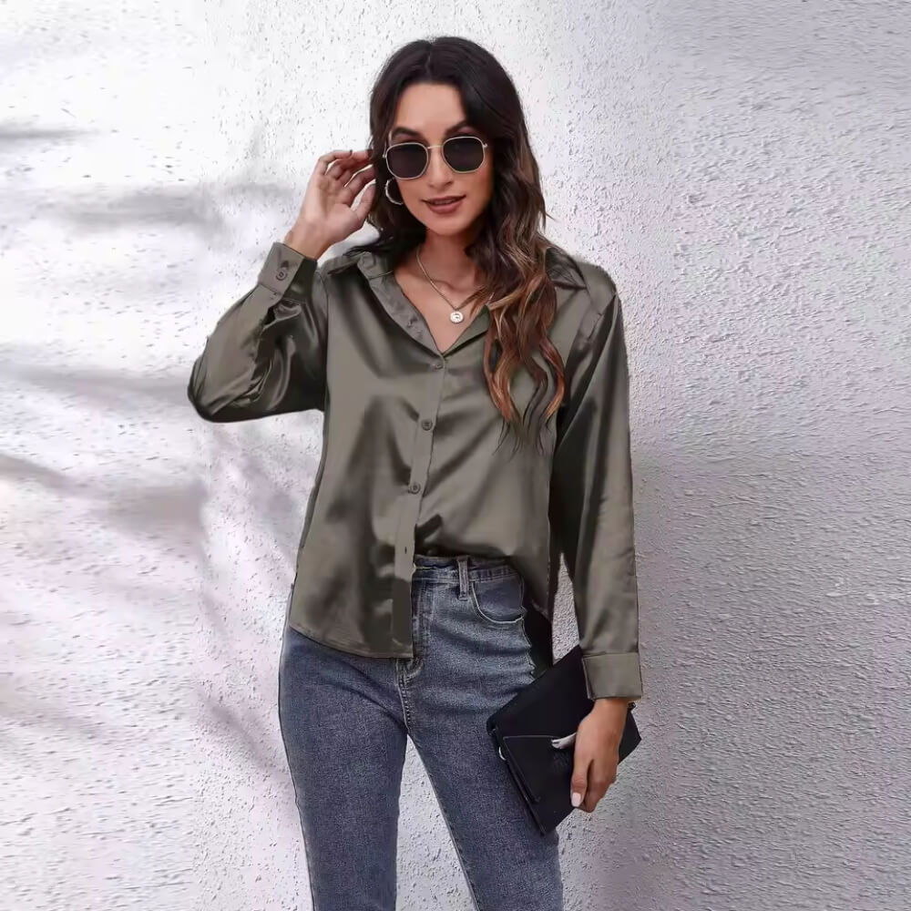 Silkhemd Damen Elegant – Langarm, Locker Geschnitten, Vielseitig Kombinierbar