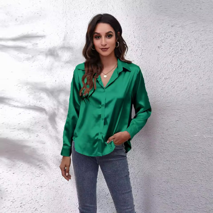 Silkhemd Damen Elegant – Langarm, Locker Geschnitten, Vielseitig Kombinierbar