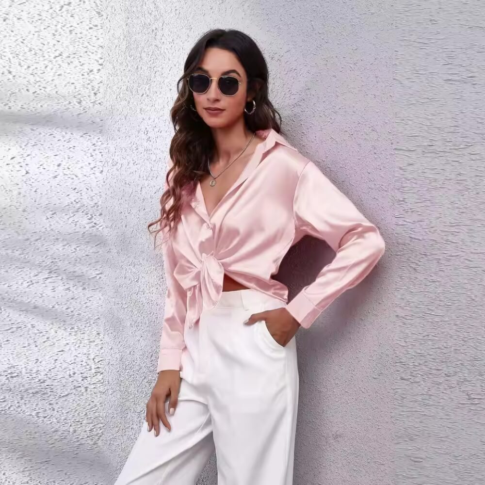 Silkhemd Damen Elegant – Langarm, Locker Geschnitten, Vielseitig Kombinierbar