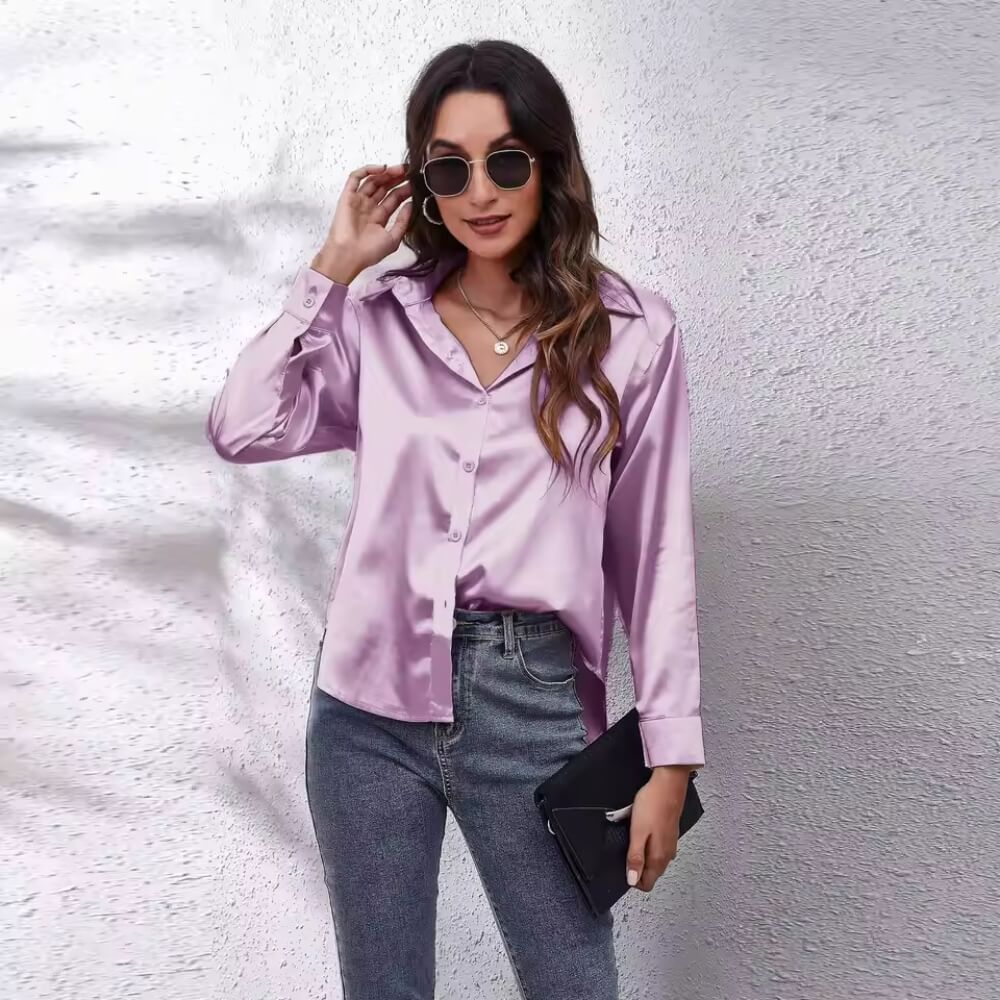 Silkhemd Damen Elegant – Langarm, Locker Geschnitten, Vielseitig Kombinierbar