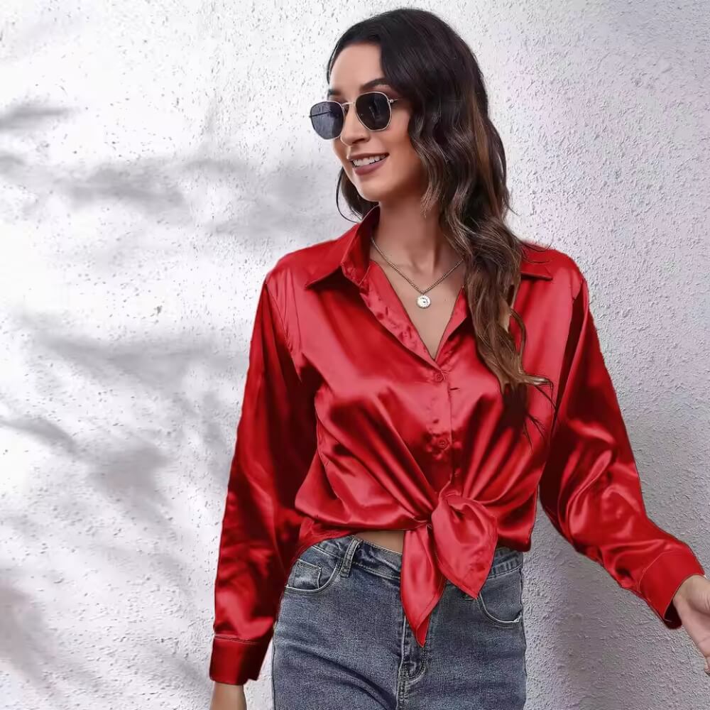 Silkhemd Damen Elegant – Langarm, Locker Geschnitten, Vielseitig Kombinierbar