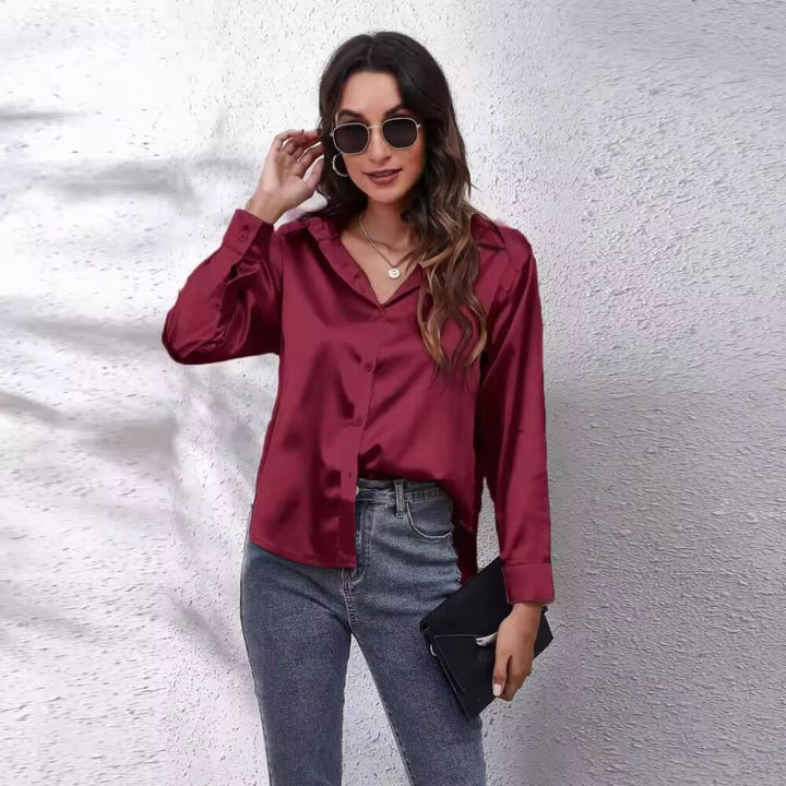 Silkhemd Damen Elegant – Langarm, Locker Geschnitten, Vielseitig Kombinierbar