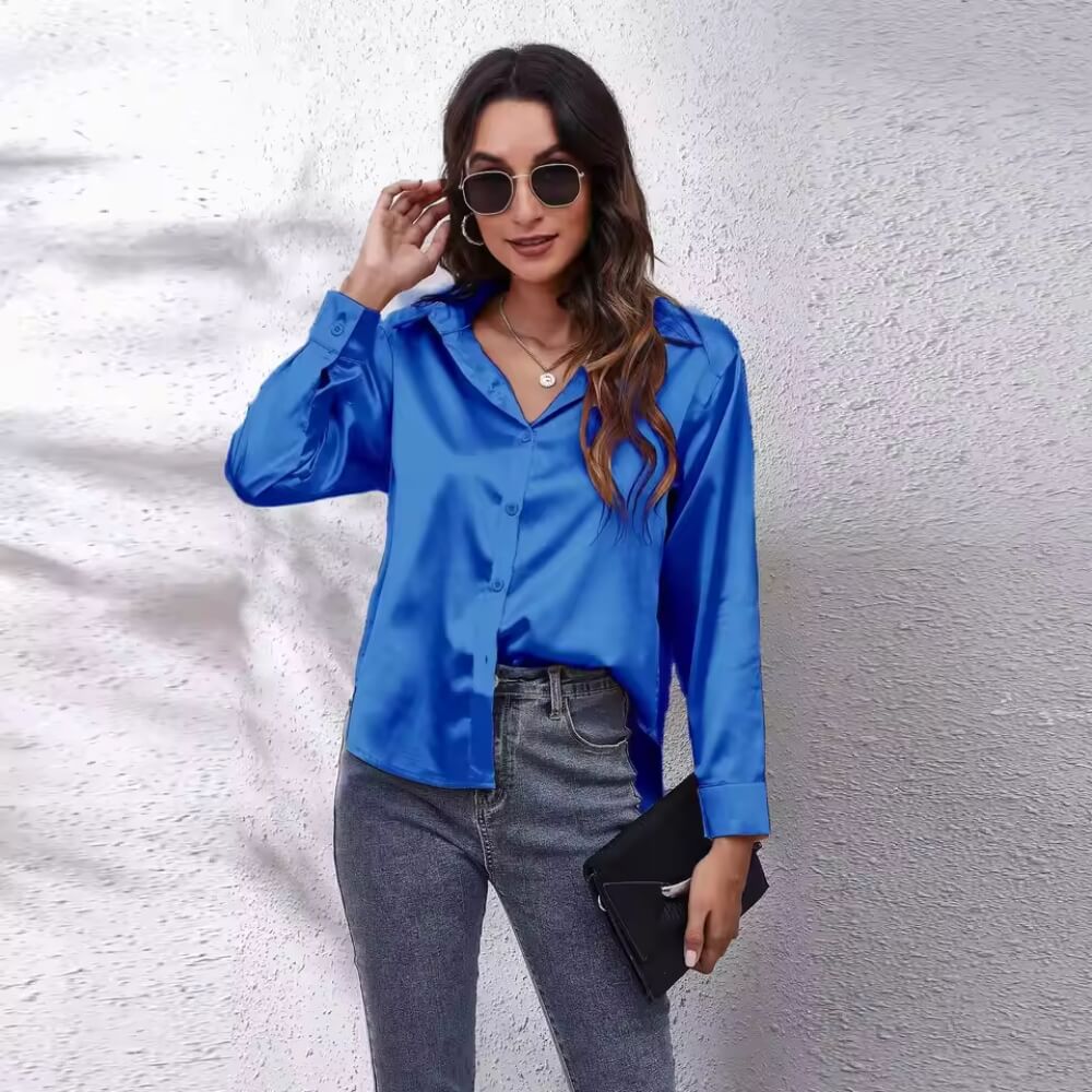Silkhemd Damen Elegant – Langarm, Locker Geschnitten, Vielseitig Kombinierbar