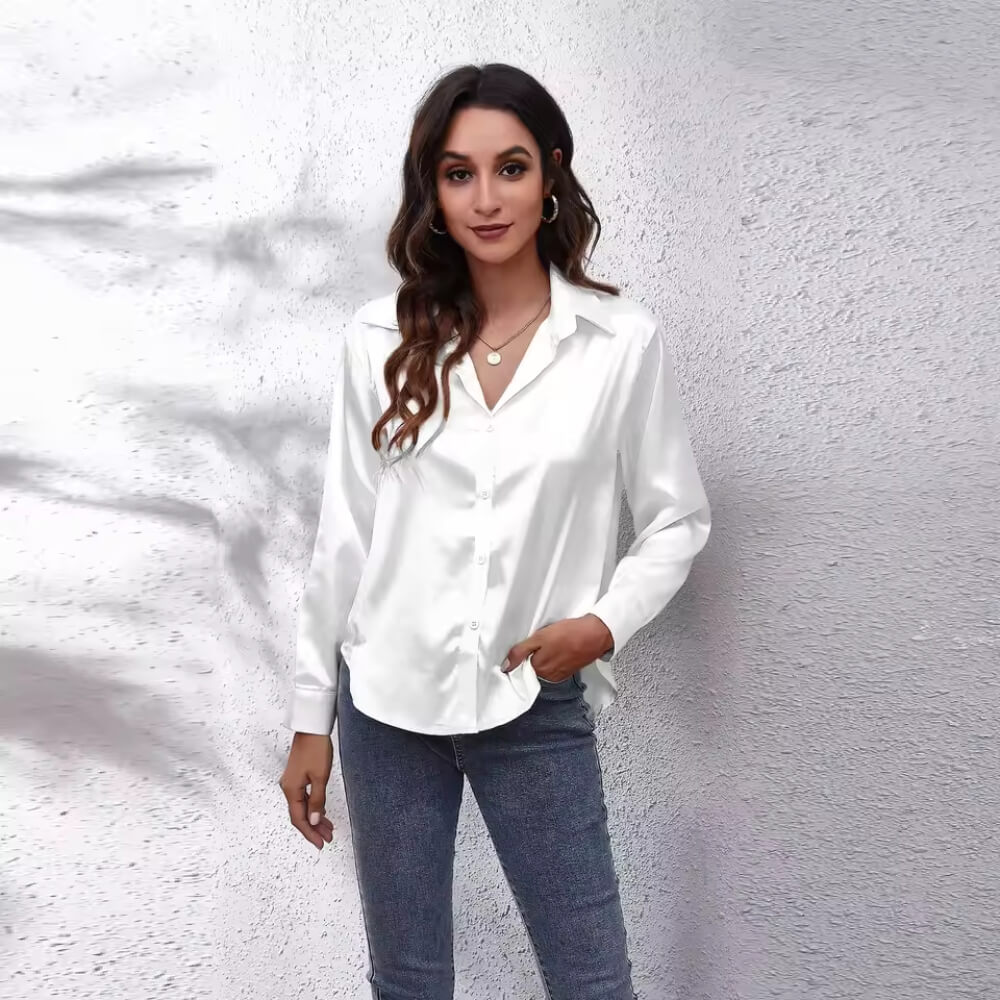 Silkhemd Damen Elegant – Langarm, Locker Geschnitten, Vielseitig Kombinierbar