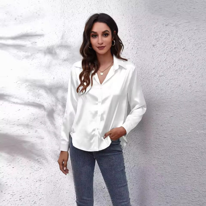 Silkhemd Damen Elegant – Langarm, Locker Geschnitten, Vielseitig Kombinierbar