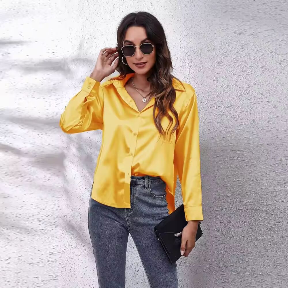 Silkhemd Damen Elegant – Langarm, Locker Geschnitten, Vielseitig Kombinierbar