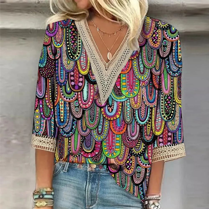 Lockere Bluse Damen mit V-Ausschnitt – Luftige, elegante Sommerbluse für Alltag & Büro