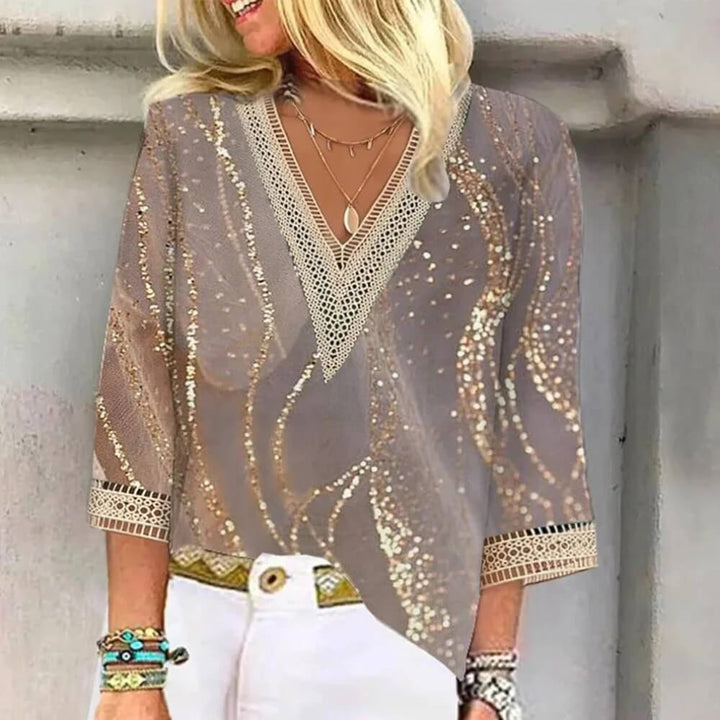 Lockere Bluse Damen mit V-Ausschnitt – Luftige, elegante Sommerbluse für Alltag & Büro