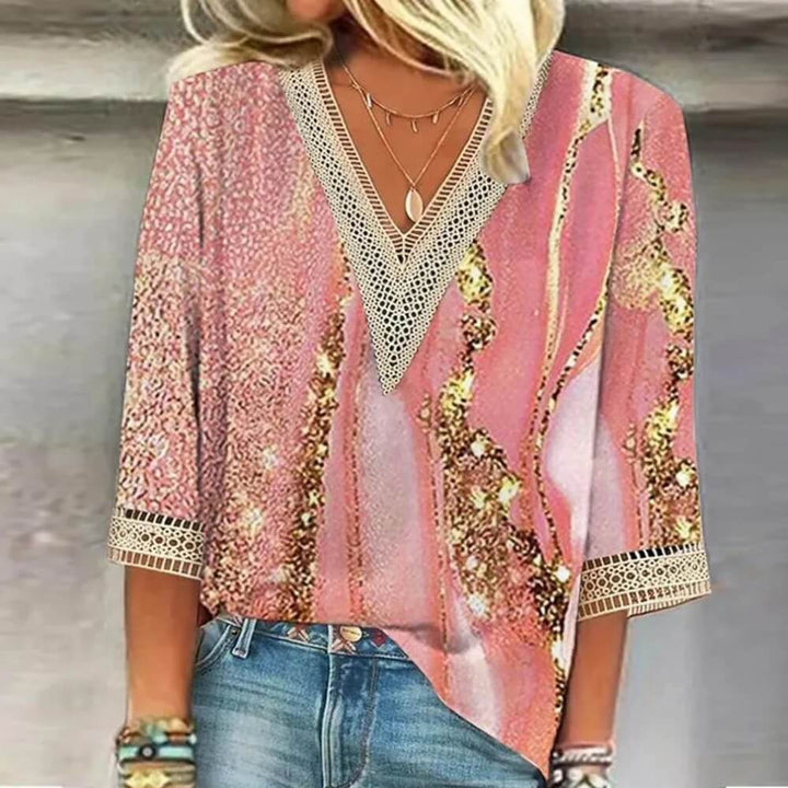 Lockere Bluse Damen mit V-Ausschnitt – Luftige, elegante Sommerbluse für Alltag & Büro