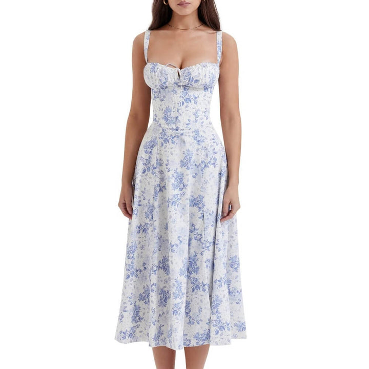 Damenkleid elegant knielang – Luftiges Sommerkleid mit Muster für Alltag & Anlass