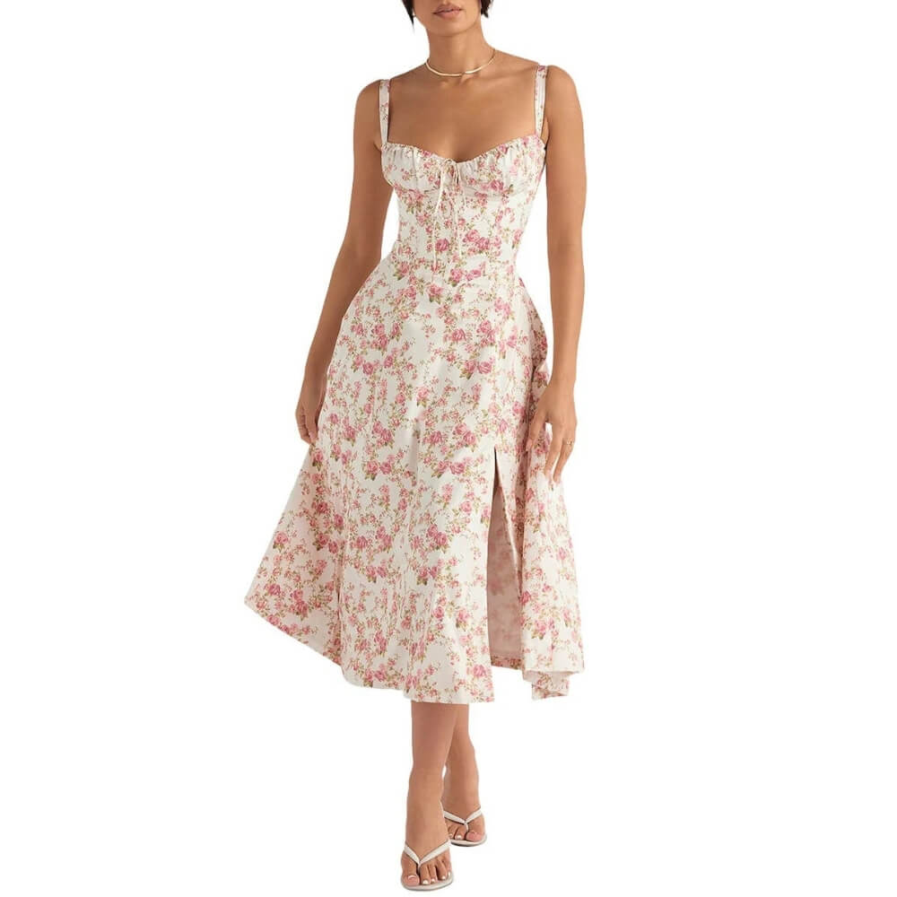 Damenkleid elegant knielang – Luftiges Sommerkleid mit Muster für Alltag & Anlass