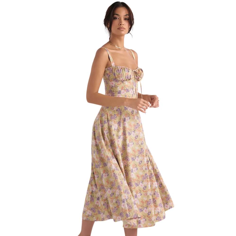 Damenkleid elegant knielang – Luftiges Sommerkleid mit Muster für Alltag & Anlass