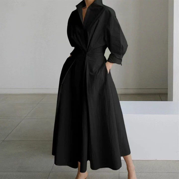 Hemdkleid Damen lang – Elegantes lässiges Sommerkleid mit Knopfleiste und Bindegürtel