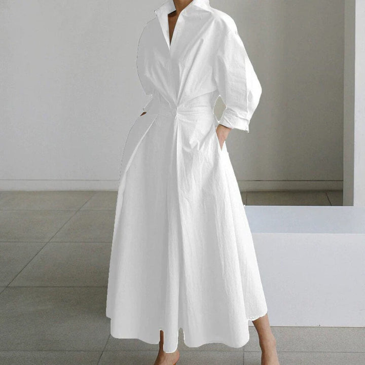 Hemdkleid Damen lang – Elegantes lässiges Sommerkleid mit Knopfleiste und Bindegürtel