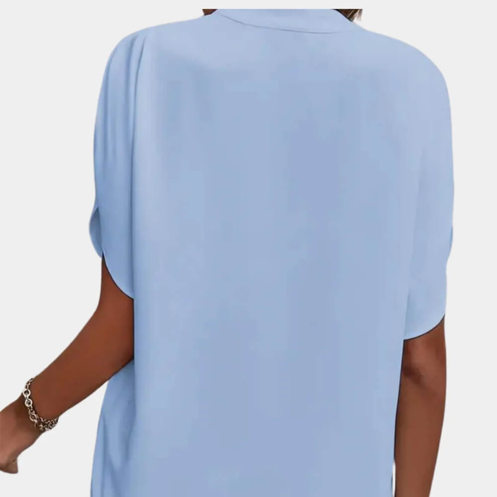 Kurzarm Bluse Damen Elegant – Luftige Sommer Bluse mit V-Ausschnitt