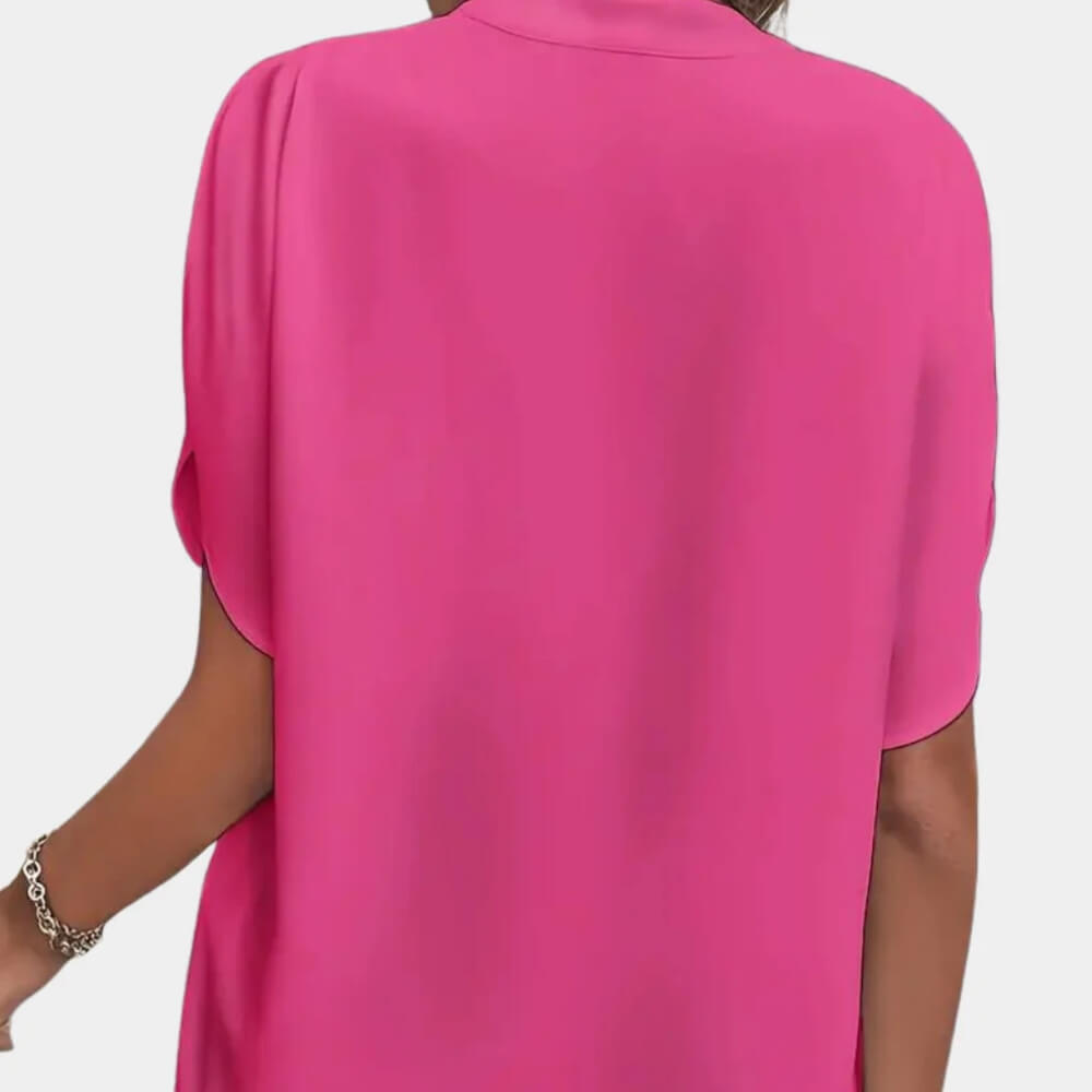 Kurzarm Bluse Damen Elegant – Luftige Sommer Bluse mit V-Ausschnitt