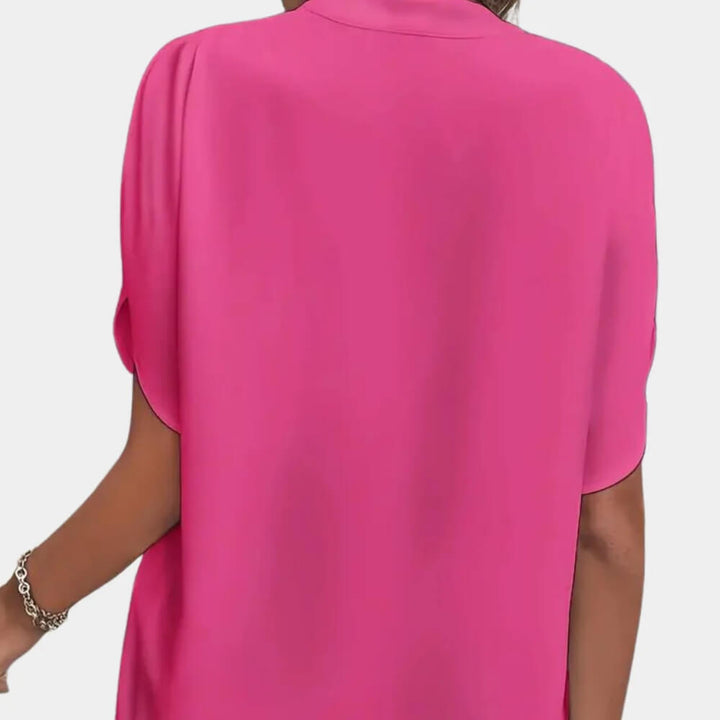 Kurzarm Bluse Damen Elegant – Luftige Sommer Bluse mit V-Ausschnitt