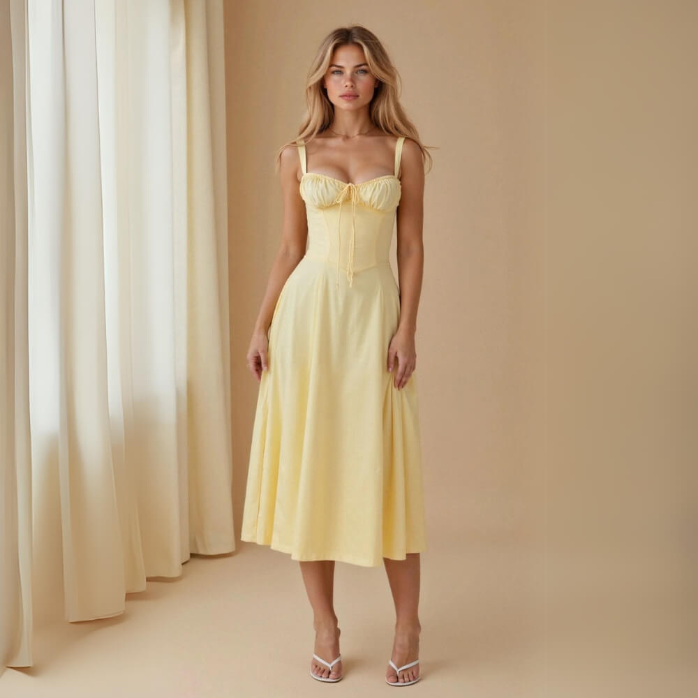 Midikleid elegant mit Schlitz – Figurbetontes, Sommerliches Kleid für Damen