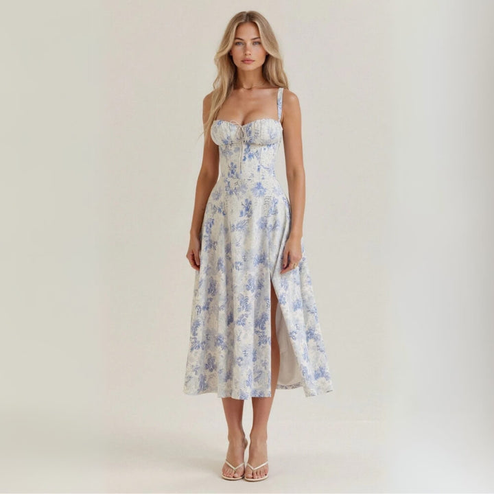 Midikleid elegant mit Schlitz – Figurbetontes, Sommerliches Kleid für Damen