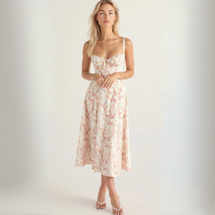 Midikleid elegant mit Schlitz – Figurbetontes, Sommerliches Kleid für Damen