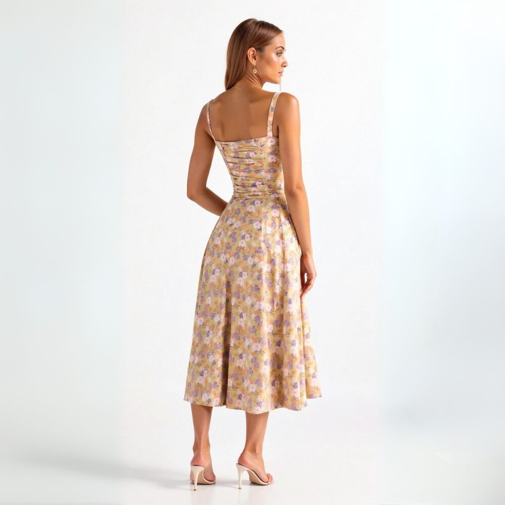 Midikleid elegant mit Schlitz – Figurbetontes, Sommerliches Kleid für Damen